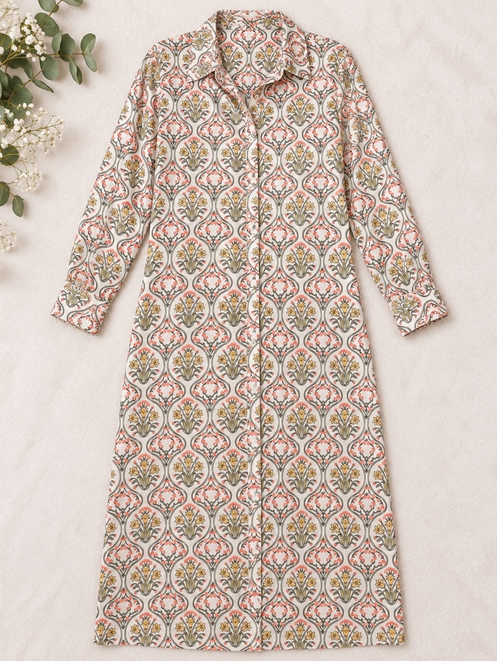 LOFT Floral Button-Down Dress Multi Size 14 Elegant